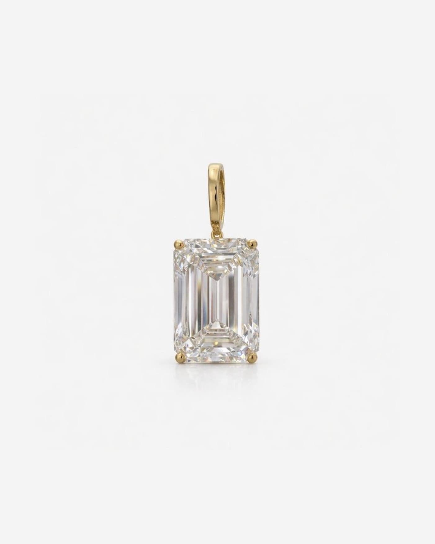 Pendentif Solitaire Taille Émeraude, Or Jaune