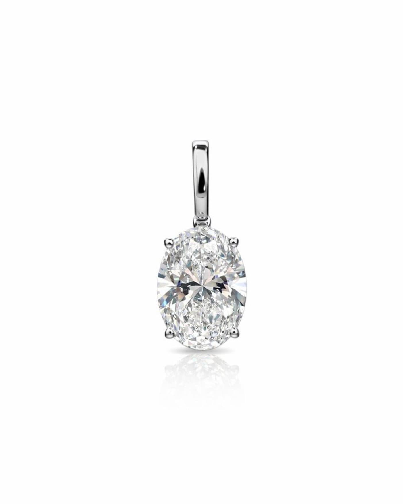 Pendentif Solitaire Ovale, Or Blanc