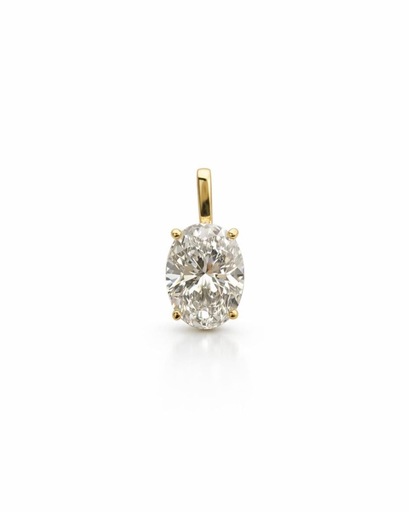 Pendentif Solitaire Ovale, Or Jaune