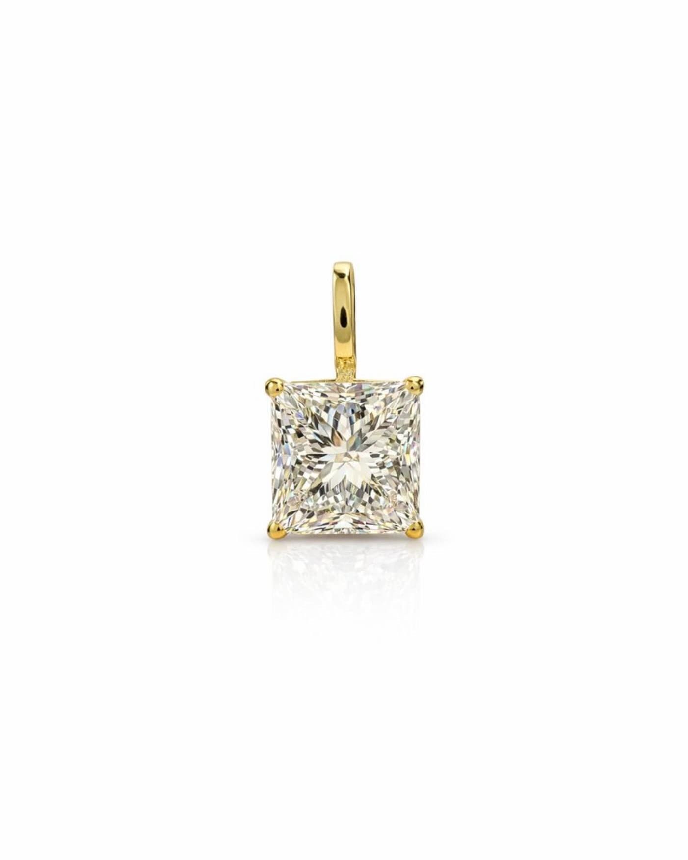 Pendentif Solitaire Princesse, Or Jaune